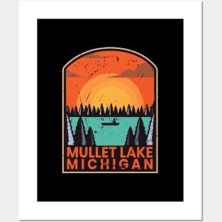 mullett lake michigan - emblem Posters and Art
